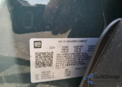 2025 Chevrolet Trax 1Lt из США, поврежденный, VIN KL77LHEP0SC175941